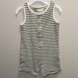 Carter's Organic Cotton Waffle Knit Romper in Green Stripes